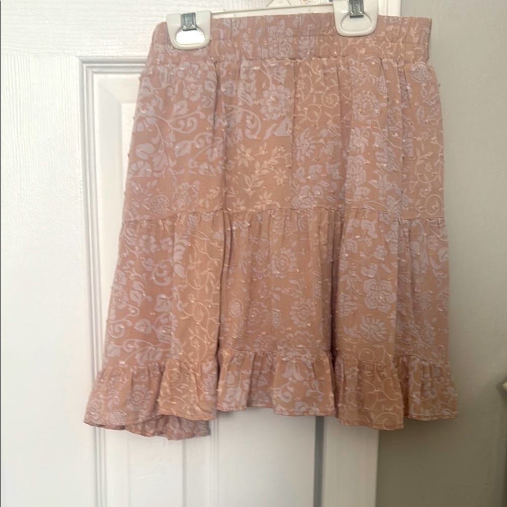 Forever 21 Pink and Brown Tiered A-Line Skirt